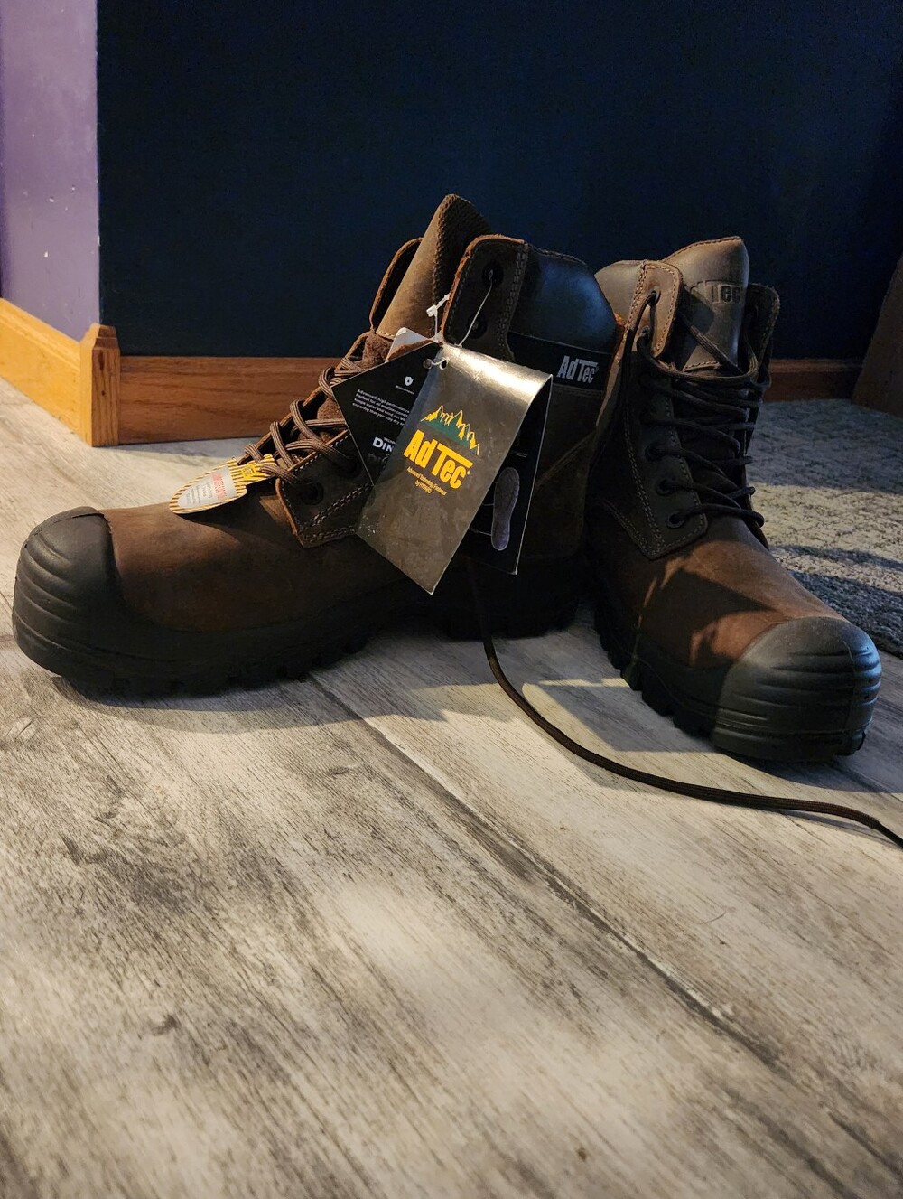 ADTech Brown Men's Work Safety Boots with Reinforced Toe 11 1/2 W